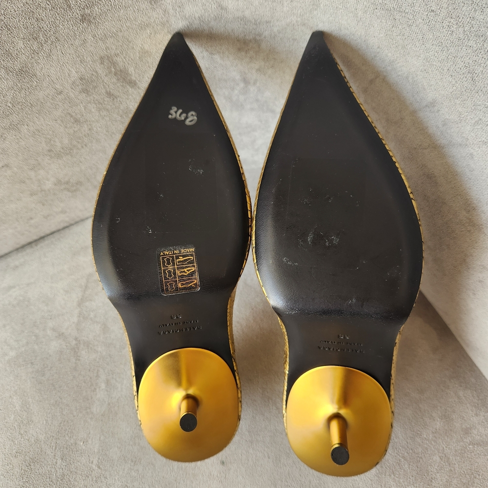 Balenciaga pumps 8 gold leather snake Essex architectural Made Italy new $1020 - Picture 14 of 16